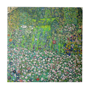 Carreau Gustav Klimt - Paysage horticole et sommet d'une c