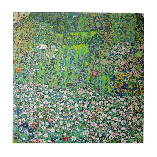 Carreau Gustav Klimt - Paysage horticole et sommet d'une c (Devant)