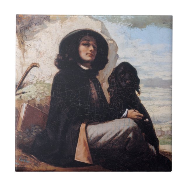 Carreau Gustave Courbet - Autoportrait avec un chien noir (Devant)