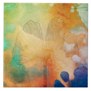 Carreau Ha Ha Tonka à l'automne avec une feuille de gingk