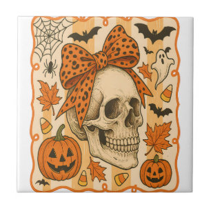 Carreau Halloween crâne effrayant