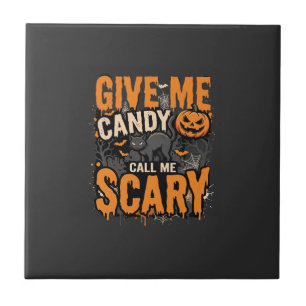 Carreau Halloween Donnez-moi des bonbons Chat effrayant
