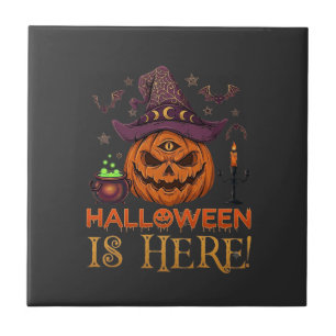Carreau Halloween Est Là Chapeau De Sorcière Citrouille Ch