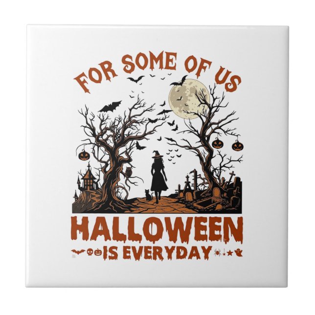 Carreau Halloween est tous les jours Sorcière Silhouette P (Devant)