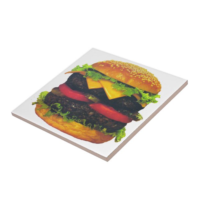 Carreau Hamburger de luxe double au fromage (Côté)