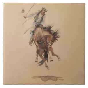 Carreau Hand Whipping a Bronc par Edward Borein