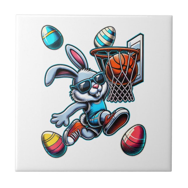 Carreau Happy Easter Basketball Boys Easter Bunny Funny Ea (Devant)