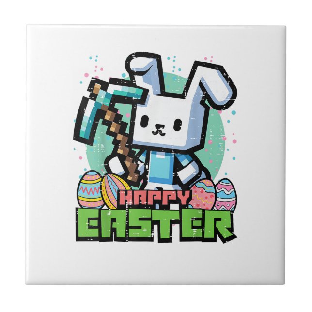 Carreau Happy Easter Bunny Pixel Game Gaming Gamer Boys Ki (Devant)