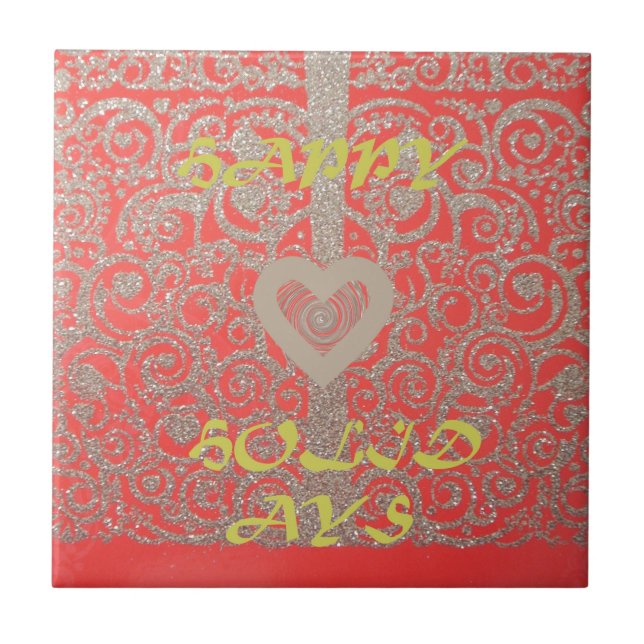 Carreau Happy Holidays Heart Red and Gold Collection (Devant)