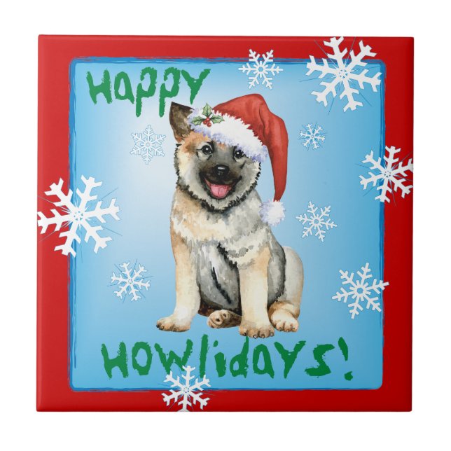 Carreau Happy Howliday Norwegian Elkhound Carrelage cérami (Devant)
