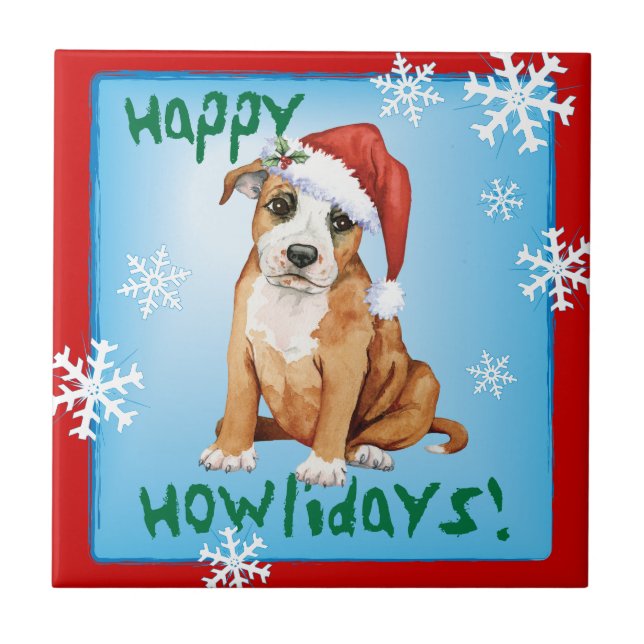 Carreau Happy Howlidays Staffordshire Bull Terrier (Devant)