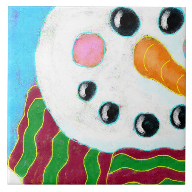 Carreau Happy Snowman Abstrait Art (Devant)