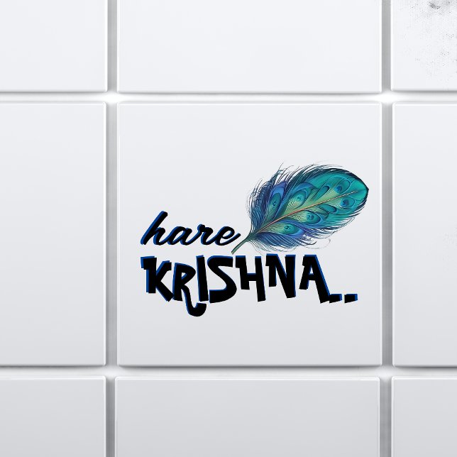 Carreau "Hare Krishna" Peacock Feather Hindu (Créateur téléchargé)