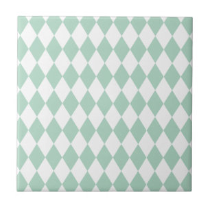Carreau Harlequin Seafoam et blanc