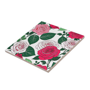Carreau Harmonie Bold Bloom - Roses rouges et roses contem