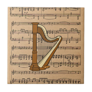 Carreau Harpe avec Arrière - plan de partitions