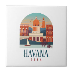 Carreau Havana Cuba Île Vintage Minimal Retro City