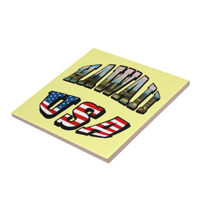 Carreau Hawaii Picture et USA Flag Text (Côté)
