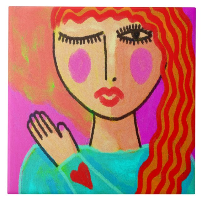 Carreau Heart on Her Sleeve Ceramic Tile (Devant)