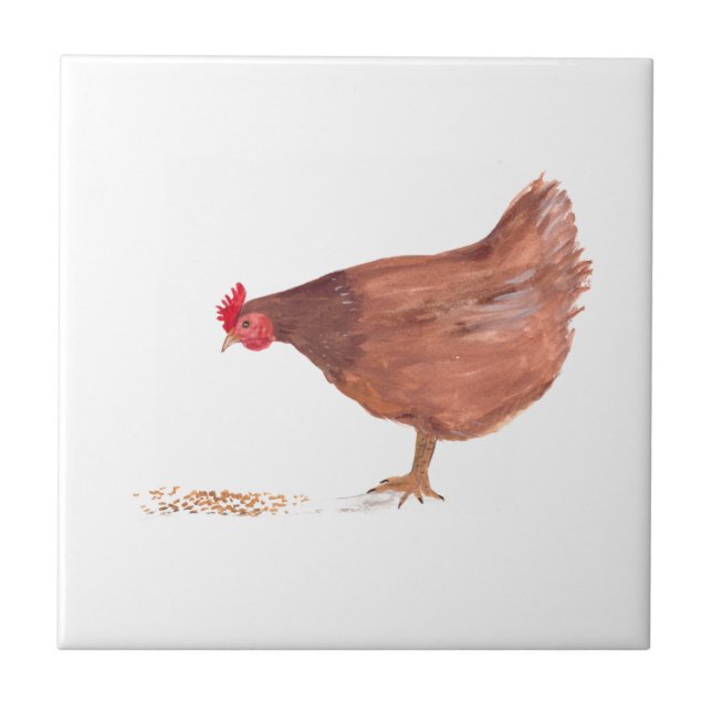 Carreau Hen Chicken Farm Animaux aquarelle L'art de la fer (Devant)