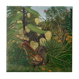 Carreau Henri Rousseau - Combat entre le tigre et le buffl