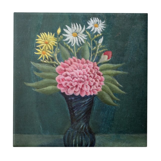 Carreau Henri Rousseau - Dahlia and Daisies in a Vase (Devant)