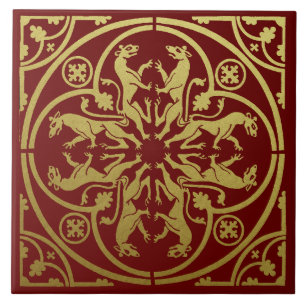 Carreau Herald de la Renaissance médiévale Lion Leopard Me