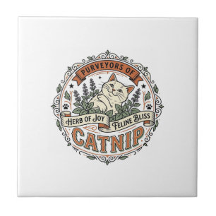 Carreau Herbe à chat Chat Herbe à chat Vintage Vector Art 