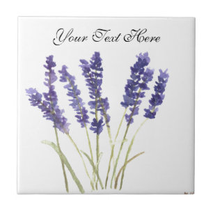 Carreau Herbes de fleurs de lavande rustique violet aquare