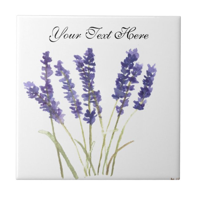 Carreau Herbes de fleurs de lavande rustique violet aquare (Devant)