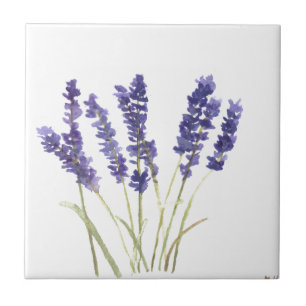 Carreau Herbes de fleurs de lavande rustique violet aquare