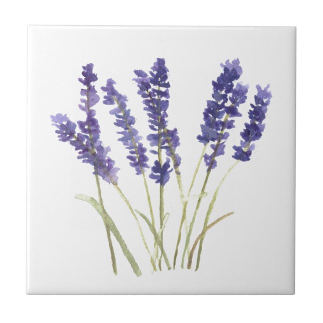 Carreau Herbes de fleurs de lavande rustique violet aquare (Devant)