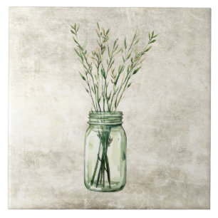 Carreau Herbes rustiques dans un pot vintage