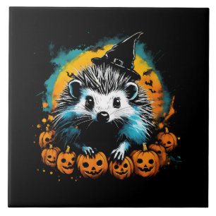 Carreau Hérisson d'Halloween et citrouilles mignonnes
