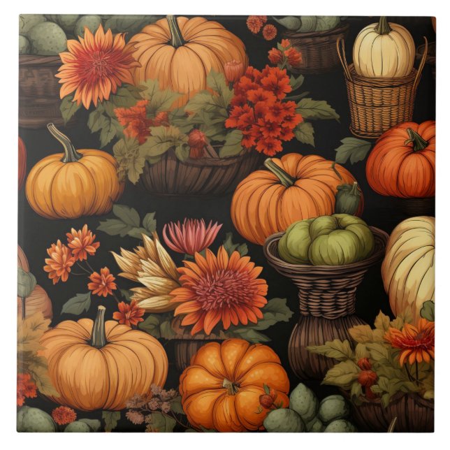 Carreau Heure citrouille, Les couleurs de l'automne, (Devant)