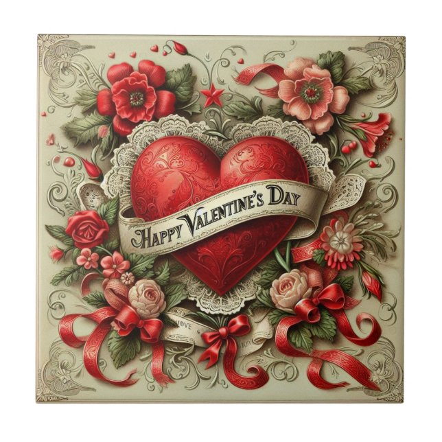 Carreau Heureuse Sainte-Valentin, Amour pour toujours, (Devant)