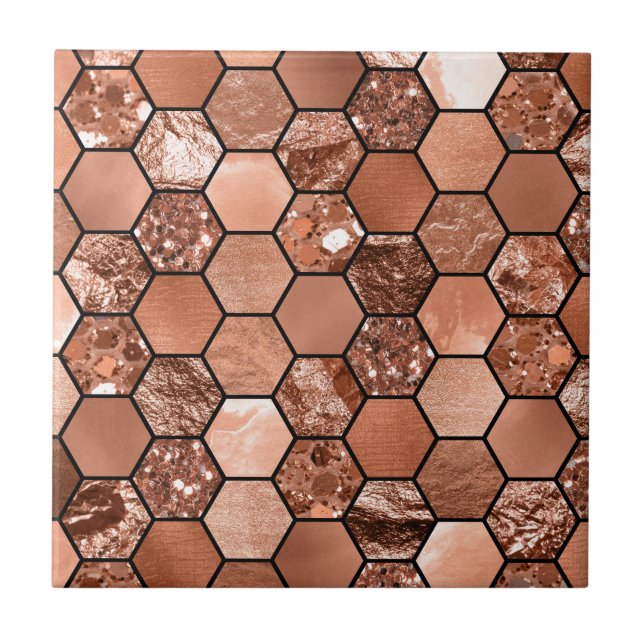 Carreau Hexaglam rose d'or (Devant)