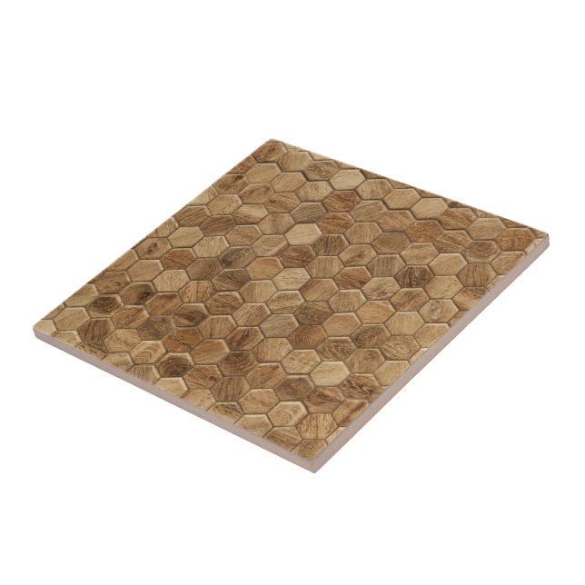 Carreau Hexagon à motif bois texturé (Côté)