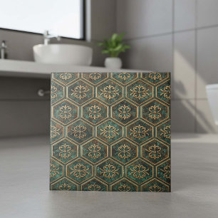 Carreau Hexagonal Teal & Bronze Terni #17 ID1227