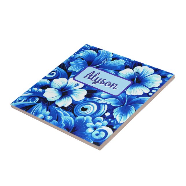 Carreau Hibiscus de fleurs hawaïennes tropicales Personnal (Côté)