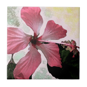 Carreau Hibiscus rose fleur tropicale été exotique floral
