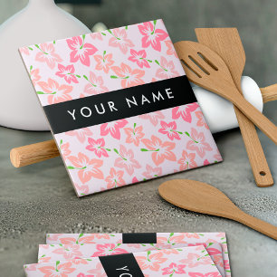 Carreau Hibiscus Rose, Fleurs Roses, Votre Nom