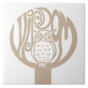 Carreau hibou de sagesse dans un arbre