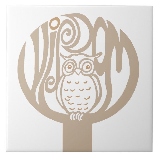 Carreau hibou de sagesse dans un arbre (Devant)