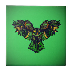 Carreau Hibou émeraude majestueux