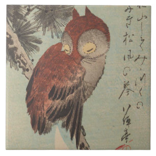 Carreau Hibou sur le pin par Ichiryusai Hiroshige