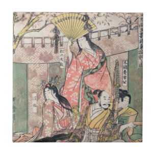 Carreau Hideyoshi samouraï et épouses Kitagawa Utamaro
