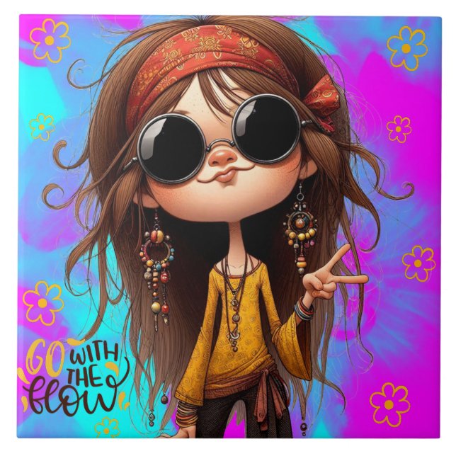 Carreau Hippie Quirky Girl Flow Carrelage céramique (Devant)