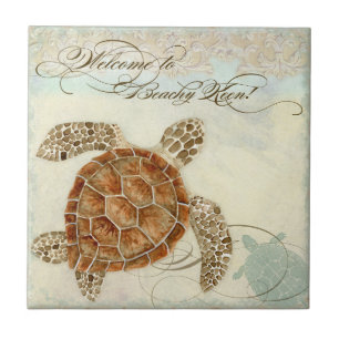 Carreau Hippocampe de tortue de collage de bord de la mer