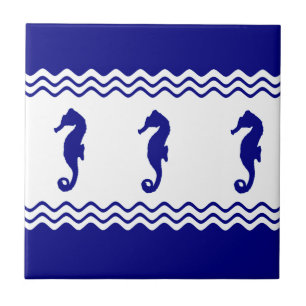Carreau Hippocampes Côtiers Bleus Blancs Rayures